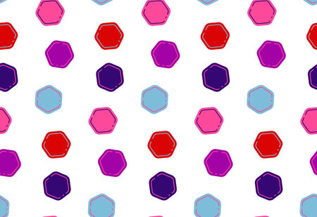 Cute hexagons - particles on white, seamless vector patternのイラスト素材