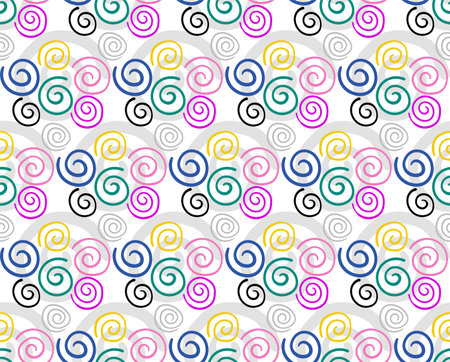 Funny spirals, colorful set, cloth seamless vector printのイラスト素材