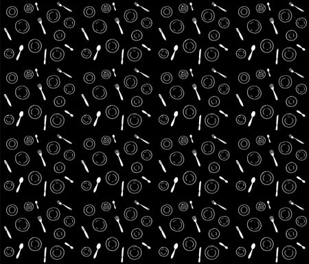 Seamless vector pattern of cartoon patterns of kitchen utensilsのイラスト素材