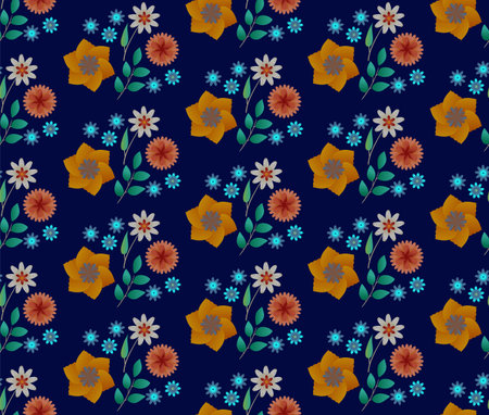 Beatiful flowers with gradients, seamless vector pattern, punchy forms and colors that demand attention,のイラスト素材