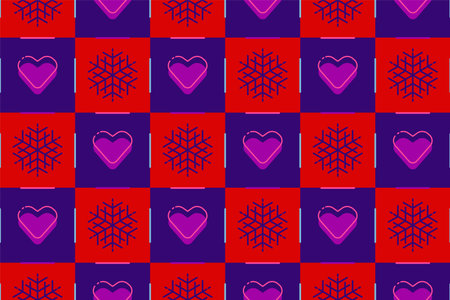 Snowflakes, seamless vector texture - pattern, punchy forms and colors that demand attention, Patchwork effectのイラスト素材