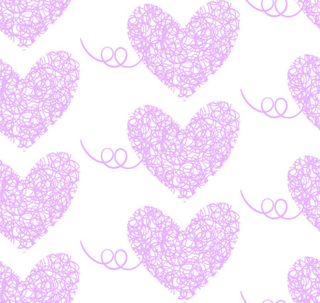 Hearts tied from threads, seamless vector patternのイラスト素材
