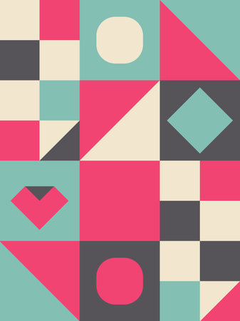 Abstract minimalist vector geometry, punchy forms and colors that demand attention, seamlessのイラスト素材