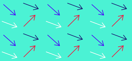 Arrows in different directions, seamless vector wallpaper, punchy forms and colors that demand attentionのイラスト素材
