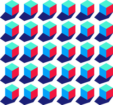 Vector cubes, optical illusion, seamless mosaic, punchy forms and colors that demand attentionのイラスト素材