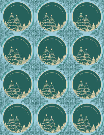 Seamless Christmas tree pattern, festive colors, vectorのイラスト素材