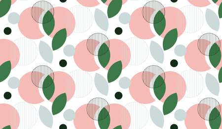 Seamless pattern made of floral botanical elements, lovely organic palette, vector qualityのイラスト素材