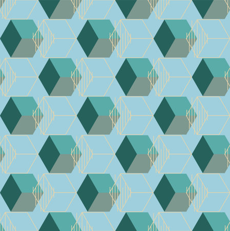 Vector cubes, optical illusion, seamless mosaic, punchy forms and colors that demand attentionのイラスト素材