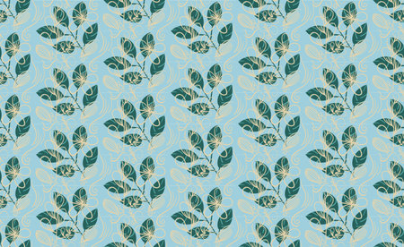 Seamless pattern made of floral botanical elements, lovely organic palette, vector qualityのイラスト素材