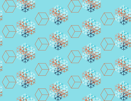 Snowflakes, seamless pattern, vector, punchy forms and colorsのイラスト素材