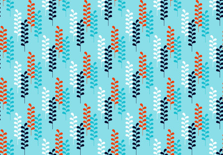 Seamless stem pattern with leaves, vector ornamentのイラスト素材