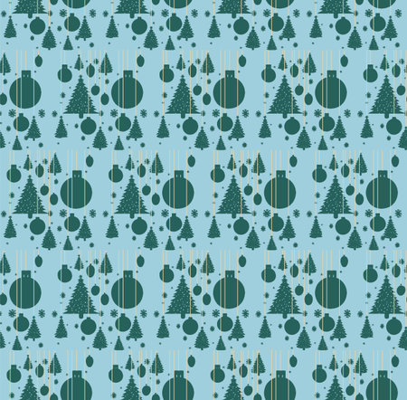 Seamless Christmas tree pattern, festive colors, vectorのイラスト素材