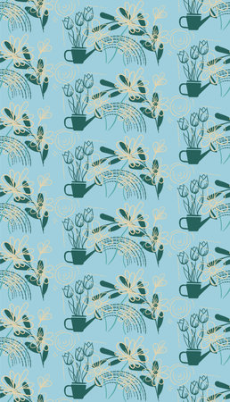 Seamless pattern made of floral botanical elements, lovely organic palette, vector qualityのイラスト素材