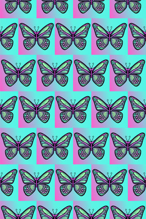Beautiful vector butterflies with holographic effect, seamlessのイラスト素材