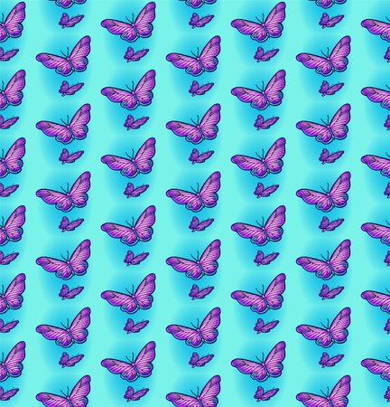 Seamless moth ornament, bright colors, punchy forms vectorのイラスト素材