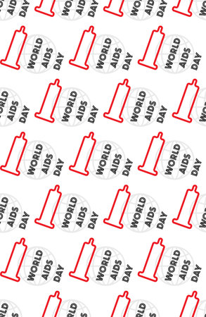 World AIDS Day - UX UI icon, graphic design banner, vector clipart with symbolic condom - protected sex concept, seamless templateのイラスト素材