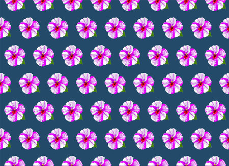 Seamless pattern made of hibiscus flowers, retro style punchy colorsのイラスト素材