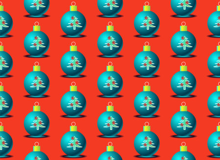 Bright attractive Christmas toy, seamless vector patternのイラスト素材