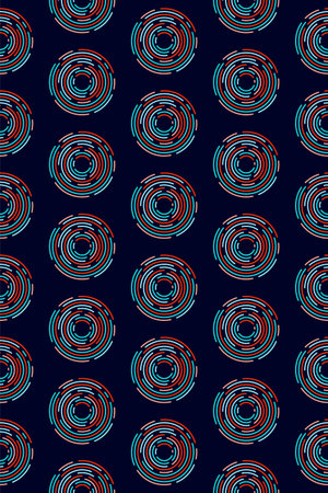 Colorful concentric arcs, seamless pattern, fun geometry, punchy forms and colorsのイラスト素材