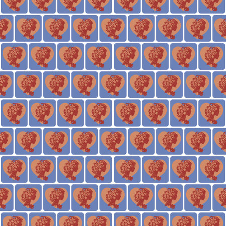 Beatiful woman with flowers and heart shape - seamless vector patternのイラスト素材