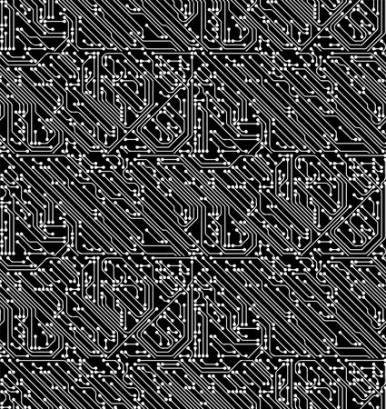 Seamless vector pattern made of PCB, printed circuit board, wiresのイラスト素材