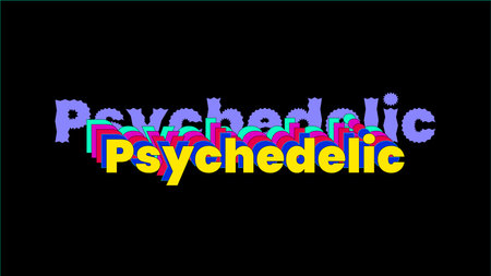Vector banner with font design with word Psychedelicのイラスト素材