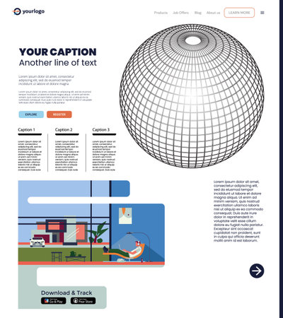 Work from home business landing page, UI UX design, general topic, Web design readyのイラスト素材