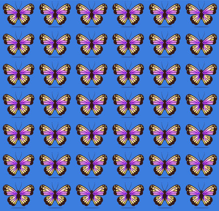 Beautiful colorful butterflies, seamless pattern, vector ornamentのイラスト素材
