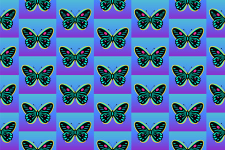 Beautiful colorful butterflies, seamless pattern, vector ornamentのイラスト素材