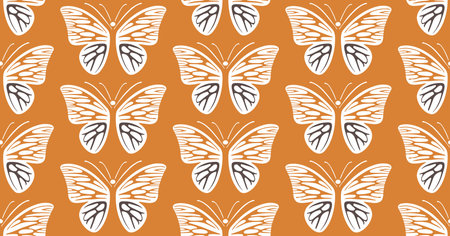 Beautiful colorful butterflies, seamless pattern, vector ornamentのイラスト素材