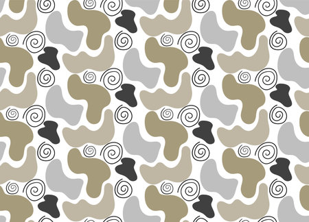 Fashionable seamless pattern in earthy tones - vector lines and spotsのイラスト素材