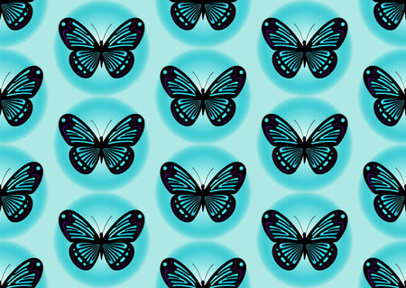 Beautiful colorful butterflies, seamless pattern, vector ornamentのイラスト素材