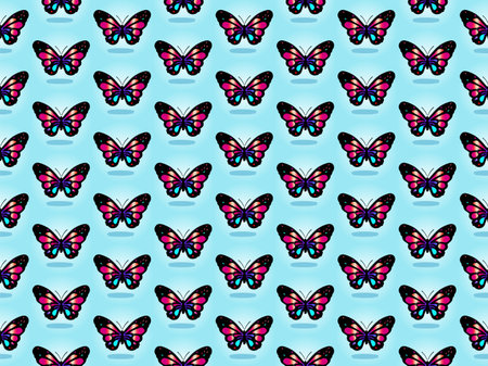 Beautiful colorful butterflies, seamless pattern, vector ornamentのイラスト素材