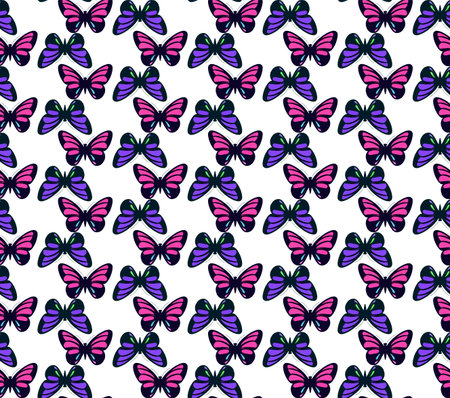 Beautiful colorful butterflies, seamless pattern, vector ornamentのイラスト素材