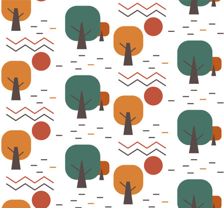 Seamless vector pattern made of cartoon treesのイラスト素材