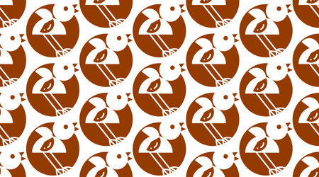 Abstract geometry seamless pattern with cartoon birds, vector qualityのイラスト素材