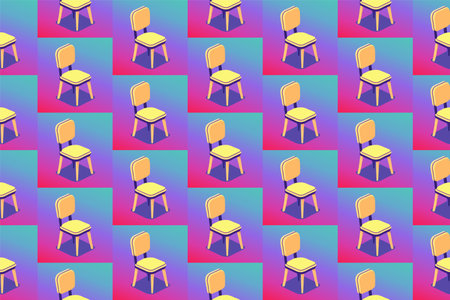 Seamless pattern of cartoon vector chairs in isometryのイラスト素材