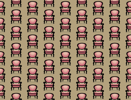 Retro style armchairs - seamless 2D vector patternのイラスト素材