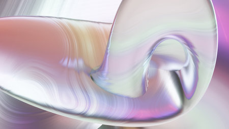 Abctract 3D geometry with pearlescent holographic iridescent texture, 3D rendering, tech pc screen wallpapesの写真素材