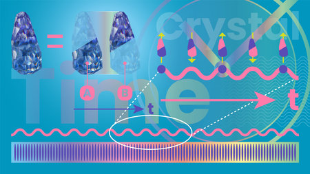Time Crystal Concept: A Visual Guide to Temporal Crystals. Physics Term Explanation Layout Design with 3D Renderingの写真素材