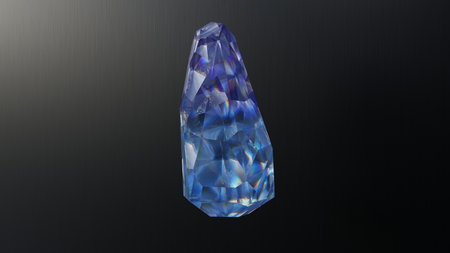 Magic crystal with dispersion photorealistic 3D rendering on metal polished backgroundの写真素材