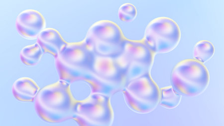 Holographic abstract background, 3D rendering, dreamy lighting, pastel color palette, colorful bloom isometric abstract AI, macro details, caustics, refraction, soft smooth gradientsの写真素材