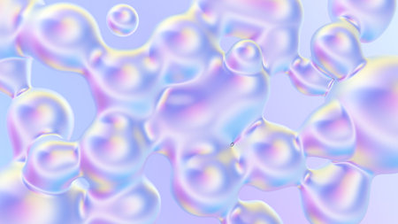 Holographic abstract background, 3D rendering, dreamy lighting, pastel color palette, colorful bloom isometric abstract AI, macro details, caustics, refraction, soft smooth gradientsの写真素材