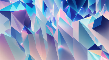 Crystal geometry background with geometric shapes, macro view, refraction, holographic gradients, AI Generatedの素材