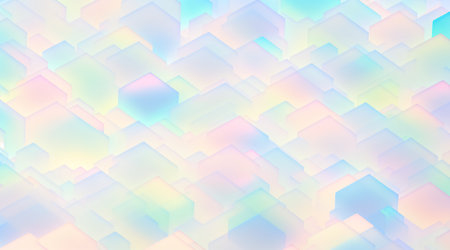 Geometric 3D background with glassmorphism, soft light pastel palette, cubic shapes parallelepipeds vertical and horizontal lines square geometry, AI Generatedの素材