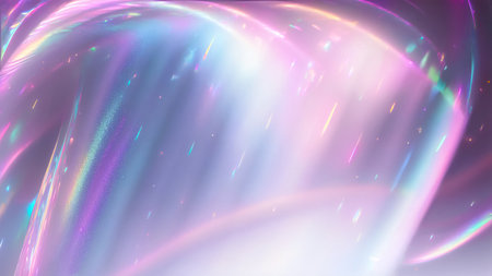 Iridescent abstract shape on pink and purple background, plastic cylinder with reflections, sparcles and stars, AI Generatedの素材