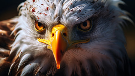 Majestic Bald Eagle with Ruffled White Feathers and Piercing Eyes (AI Generated)の素材