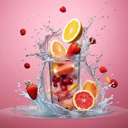 Colorful Summer Drink with Fruits and Berries (AI Generated)の素材