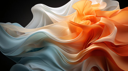 Peaceful and Serene Digital Flowing Abstract Landscape of Curved Lines, AI Generatedの素材