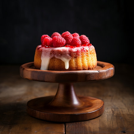 Photo Realistic Image of a Delicious Cake with Raspberries AI Generatedの素材